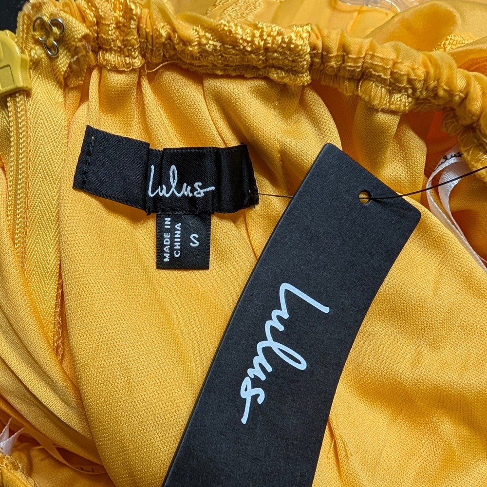 Lulus Perfected Aura Yellow Floral Jacquard Bow‎ Back Maxi Dress With Pockets S - Picture 6 of 9